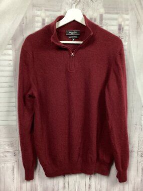 Mantovani Studio Cashmere 1/4 Zip Sweater Dark Red XL